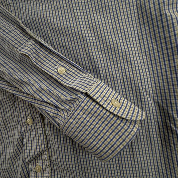 Gitman Bros Long Sleeve Button Up Shirt Men Cotton Blue Yellow Plaid 16.5 33 - Picture 10 of 13